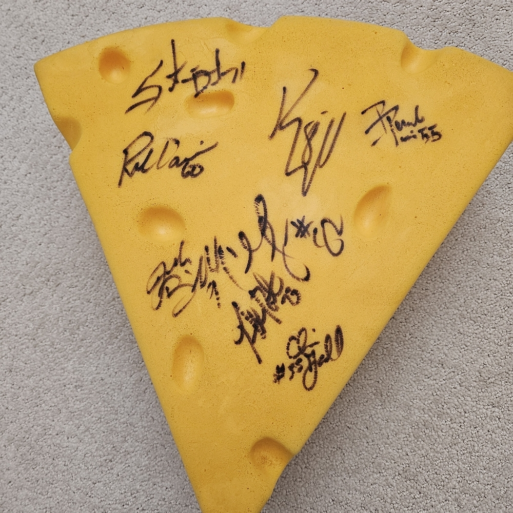 Green bay packers cheese head signed by team members